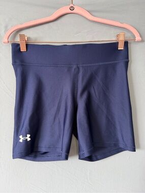 Under Armour Womens Performance Bike Shorts M Navy Compression Yoga Gym Workout